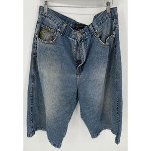 Brooklyn Xpress Mens Vintage Wide Leg Knee Length Denim Jean Short